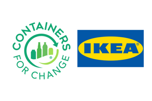 Containers for change and IKEA logos
