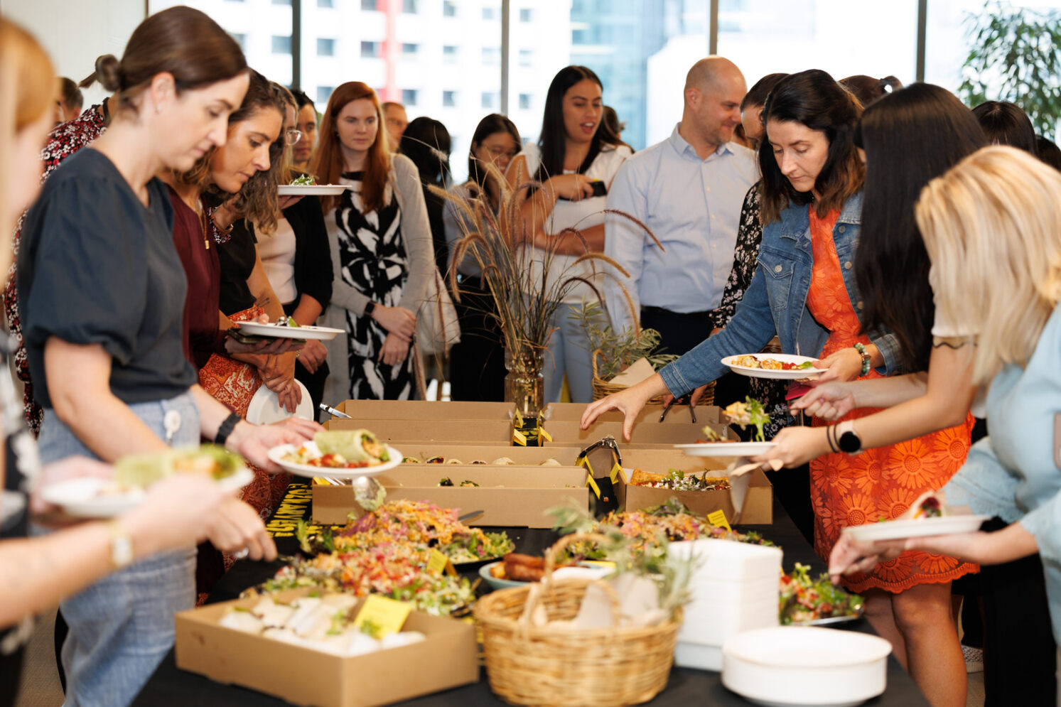 People eating catering